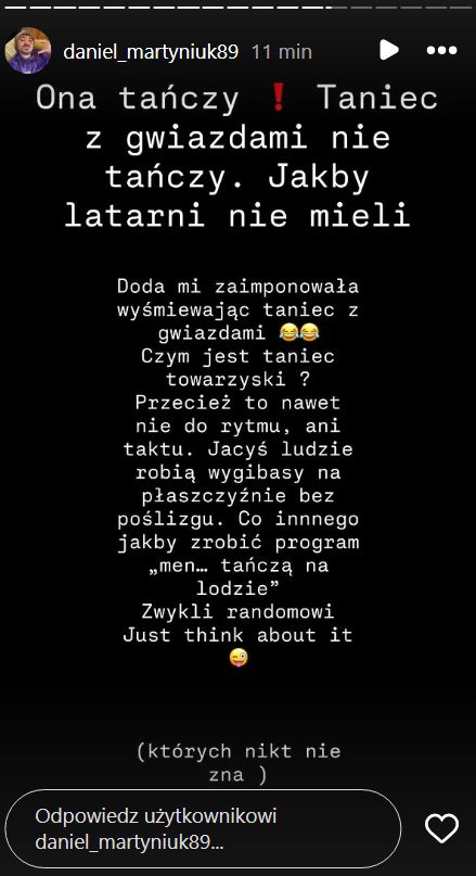 Daniel Martyniuk dobitnie o "Tańcu z gwiazdami"