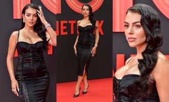 Wysmarowana oliwką Georgina Rodriguez prezentuje pokaźny dekolt na wydarzeniu Netflixa w Madrycie