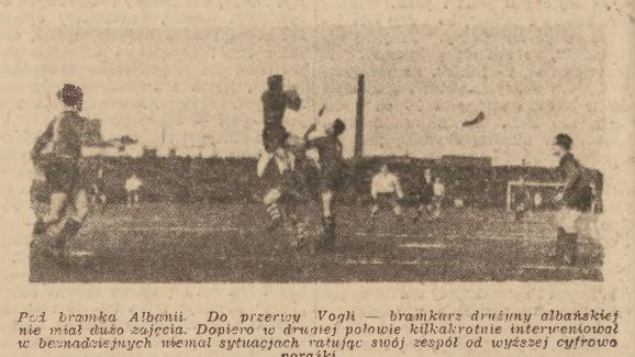 Polska-Albania 1949, fragment meczu fot. "Życie Warszawy"
