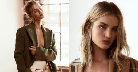 Rosie Huntington-Whiteley pozuje w rozpiętych spodniach