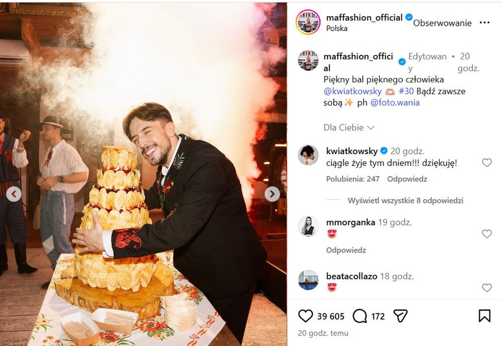 Tort z oscypków na urodzinach Dawida kwiatkowskiego