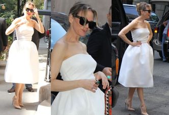 Renee Zellweger w białej sukience promuje "Bridget Jones' Baby"