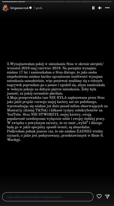 Kinga Sawczuk zabrała głos w sprawie afery ze Stuu. Opublikowała obszerne oświadczenie