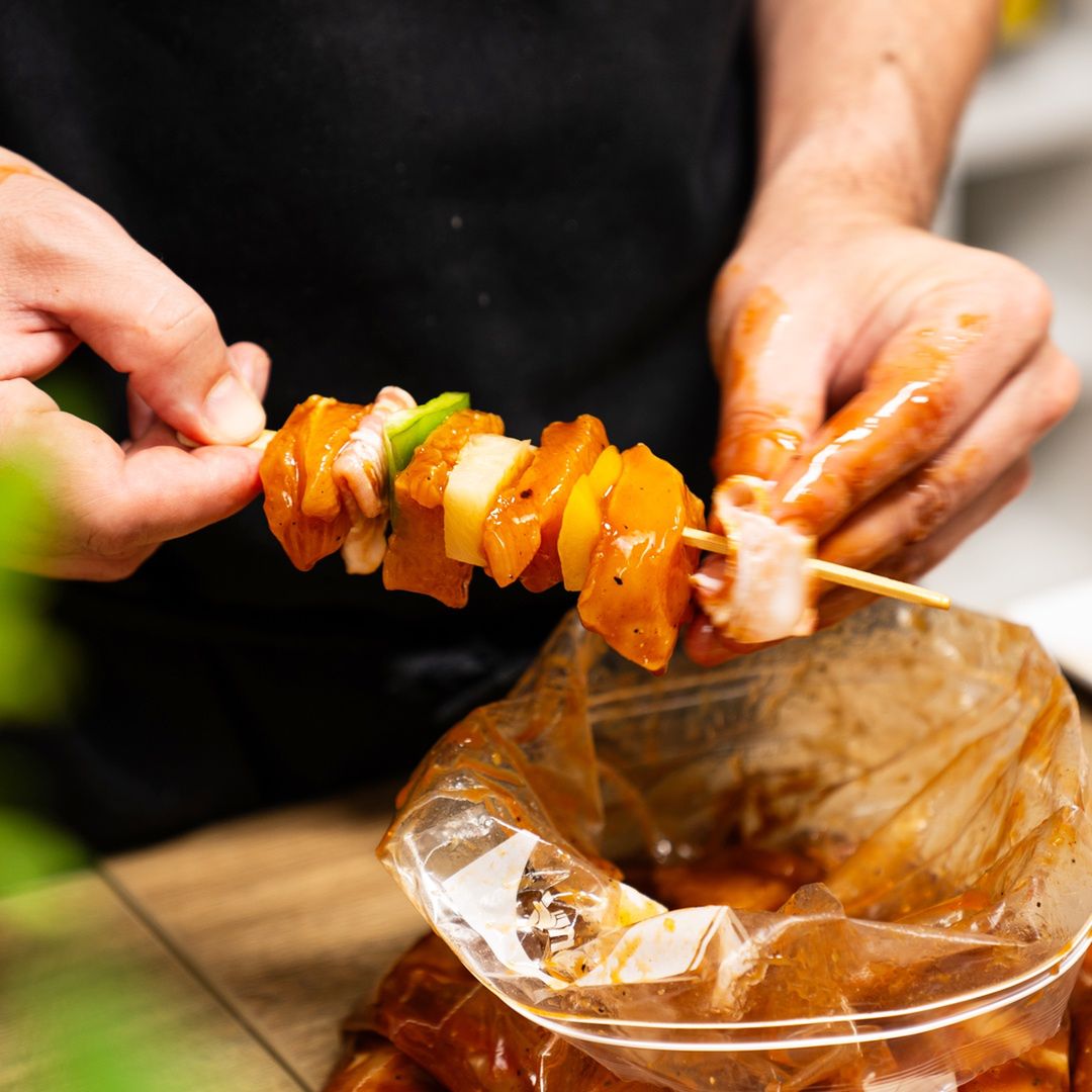 Chicken and pineapple skewers