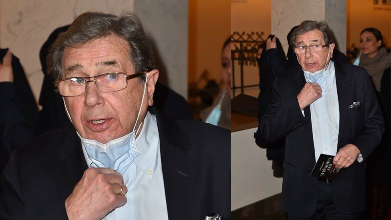 Zamaskowana "elita" na premierze sztuki 