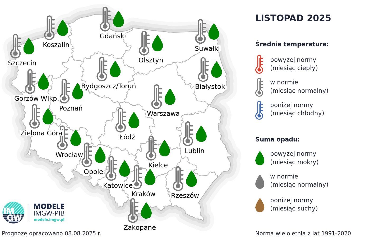 Prognoza pogody na listopad