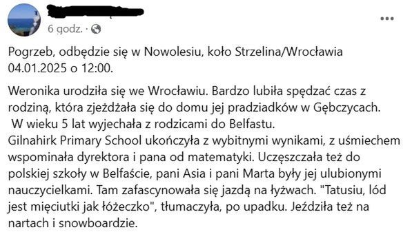 Wpis ojca Weroniki.