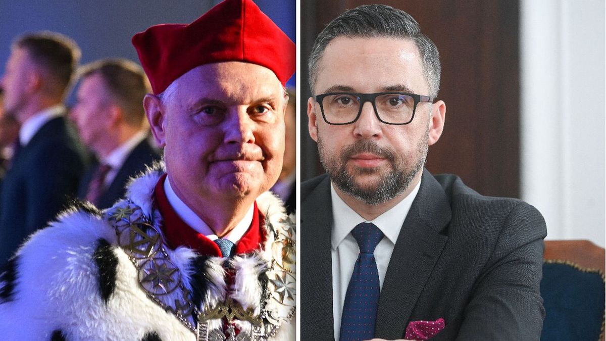 Rektor Waldemar Tarczyński i minister nauki Marcin Kulasek