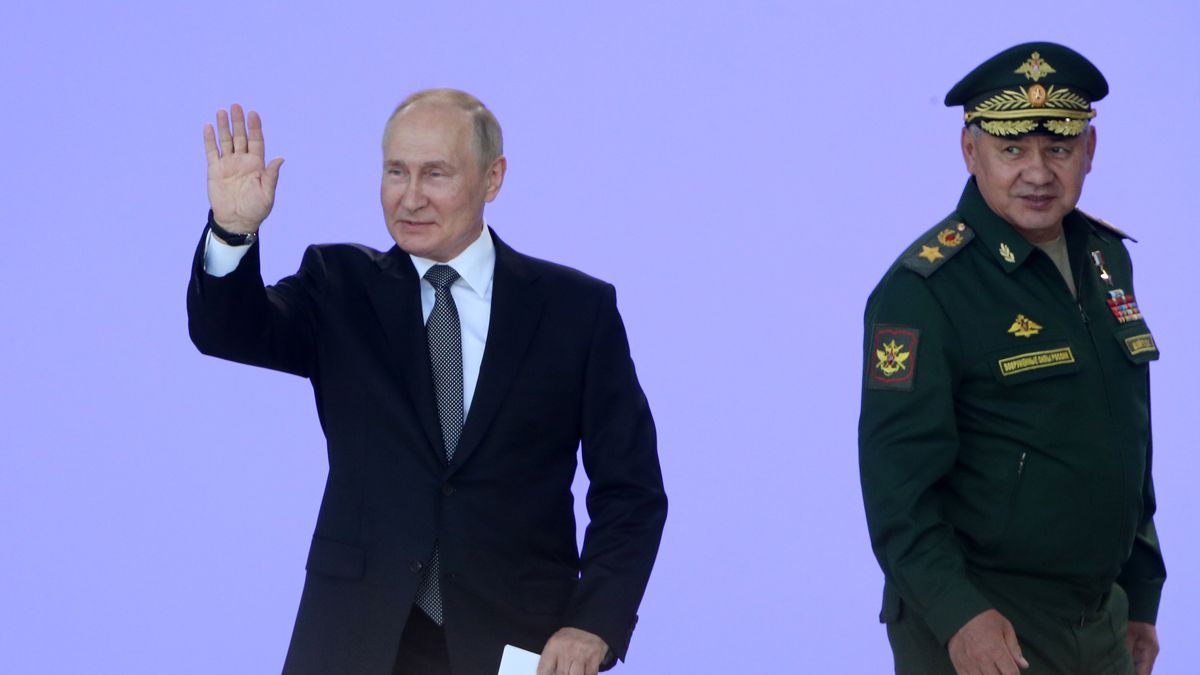 Putin Attends International Military-Technical Forum 'Army 2022' In Kubinka
KUBINKA, RUSSIA - AUGUST 15: (RUSSIA OUT) Russian President Vladimir Putin (L) waves as Defence Minister Sergei Shoigu (R) looks on during the opening ceremony of the International Military Technical Forum 'Army 2022', on August 15, 2022, in kubinka, outside of Moscow, Russia. Putin hailed on Monday the Russian military's action in Ukraine, which has triggered the massive Western sanctions, and thanked Moscow's allies for their support. (Photo by Contributor/Getty Images)
Contributor