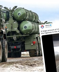 Długi konwój pojazdów wojskowych nagrany na Białorusi. Niedaleko granicy z Ukrainą