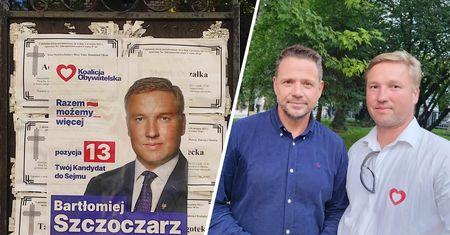 Zakrył klepsydry wyborczym plakatem. Skandal w Olkuszu
