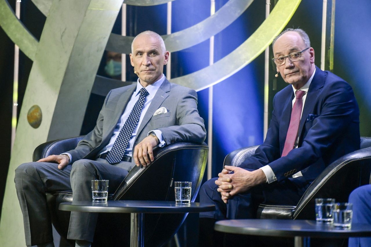 Dariusz Szpakowski podczas konferencji TVP Sport, marzec 2021 