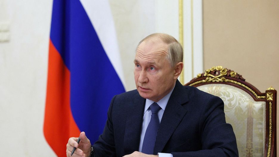 Temporary
In this pool photograph distributed by Sputnik agency Russia's President Vladimir Putin chairs a meeting with Security Council permanent members via video link in Moscow, on October 27, 2023. (Photo by Gavriil GRIGOROV / POOL / AFP)
GAVRIIL GRIGOROV