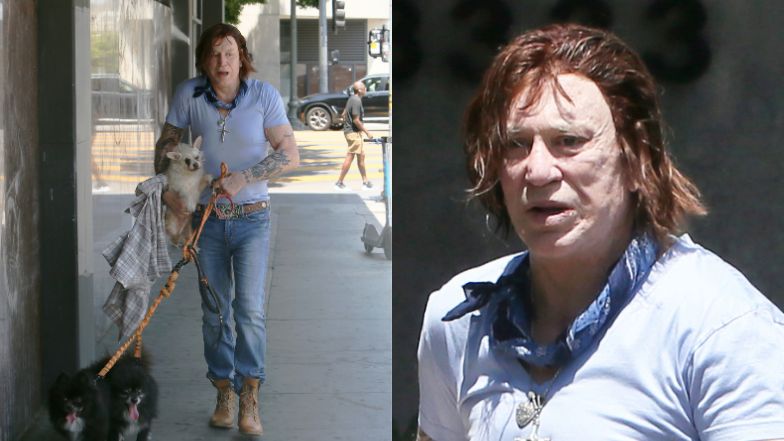 Mickey Rourke spaceruje po LA z gromadką pupili