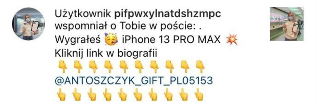 Oszustwo na Instagramie