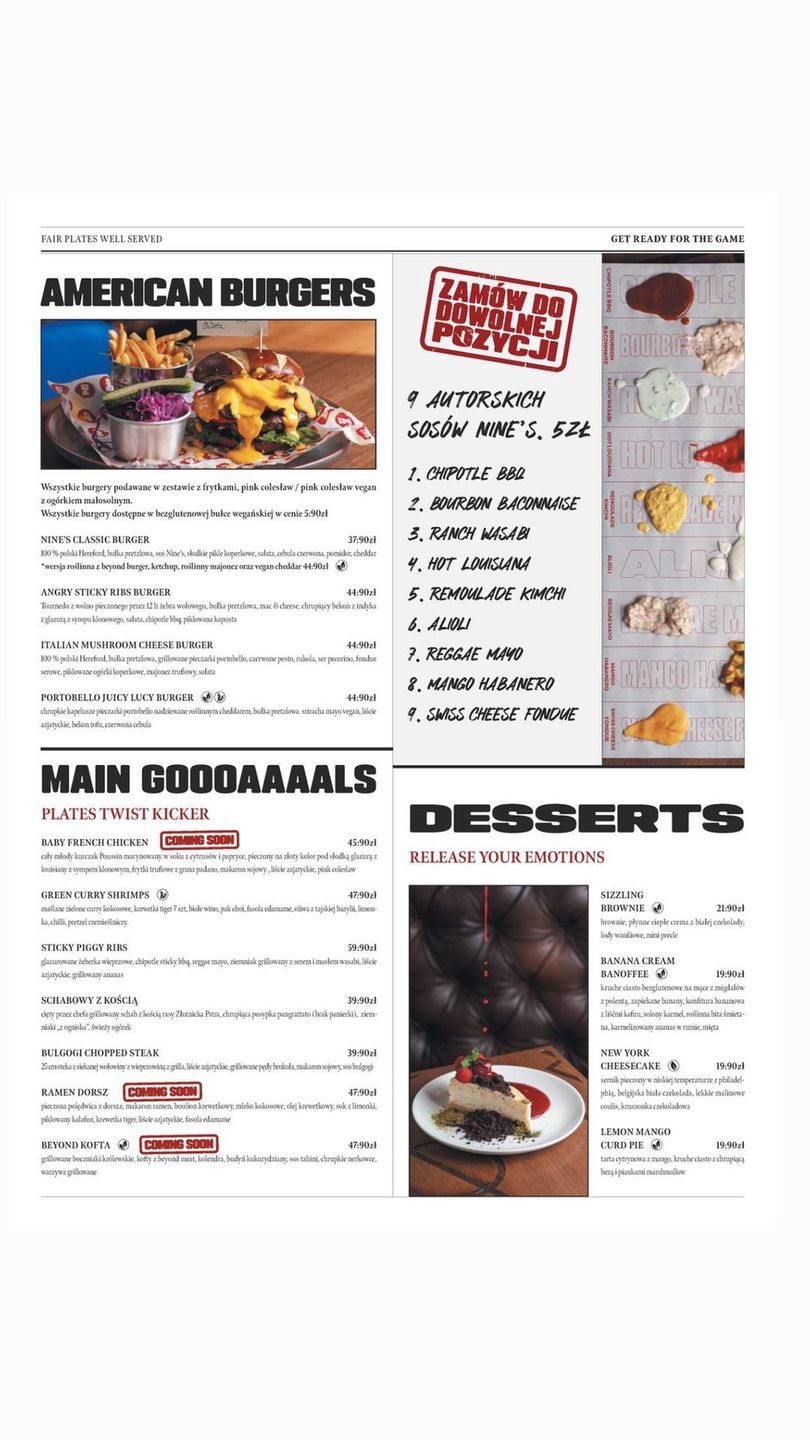 Menu w restauracji Roberta Lewandowskiego