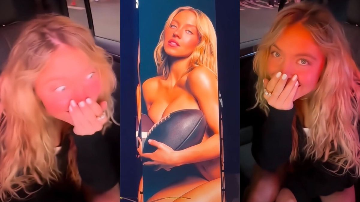 Sydney Sweeney na widok siebie na billboardzie