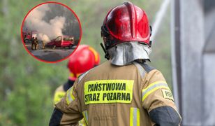 Szybka akcja strażaków. Na stacji benzynowej zapalił się bus