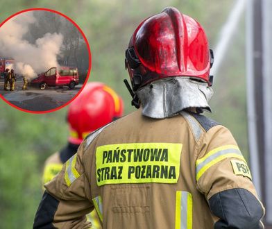 Szybka akcja strażaków. Na stacji benzynowej zapalił się bus