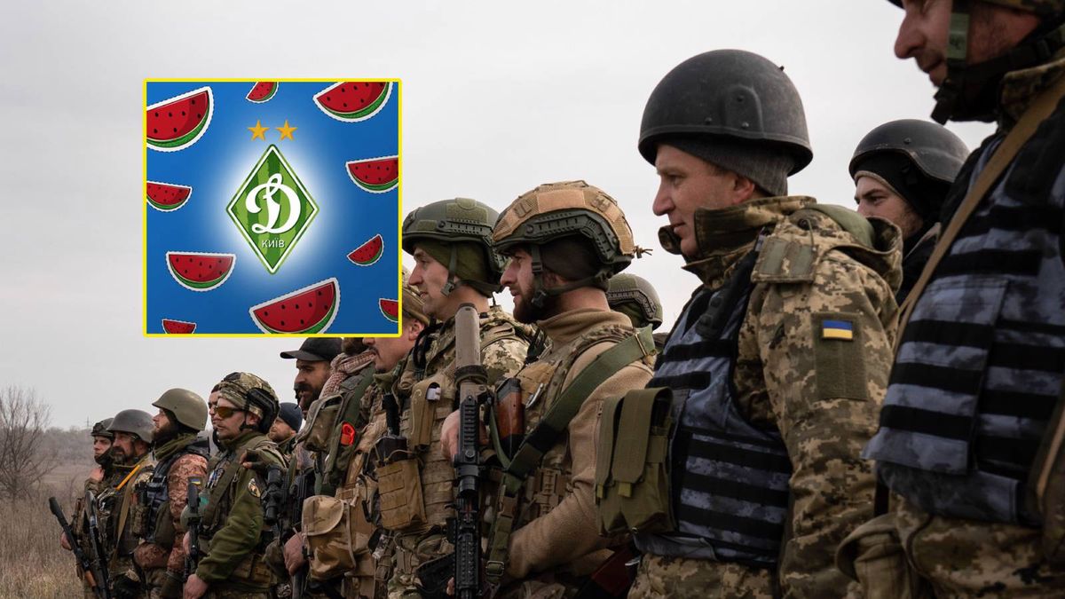 ukraińscy żołnierze / 'nowy' herb Dynama Kijów