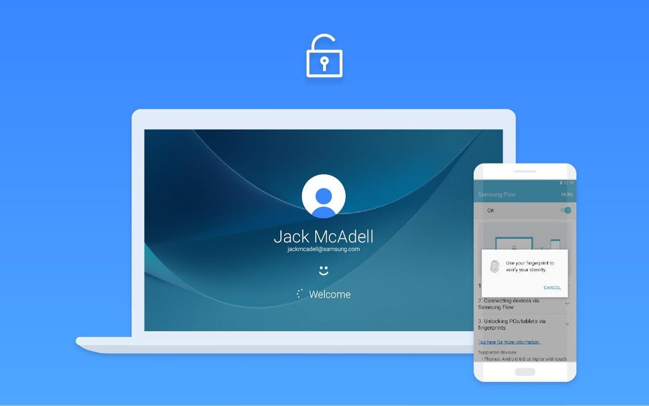 Samsung Flow - autoryzacja dostępu w komputerze za pomocą skanera linii papilarnych w smartfonie