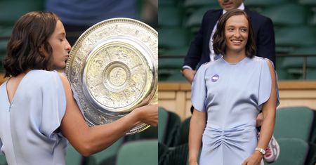 Iga Świątek w sukience od Victorii Beckham daje buziaka trofeum. Na nadgarstku miała zegarek za 140 TYSIĘCY ZŁOTYCH