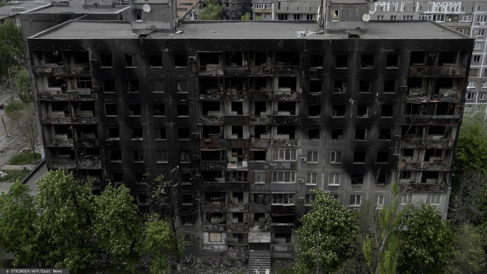 Wojna w Ukrainie - Mariupol pod rosyjsk? okupacj?A view shows the city of Mariupol on May 10, 2022, amid the ongoing Russian military action in Ukraine. (Photo by STRINGER / AFP)STRINGER