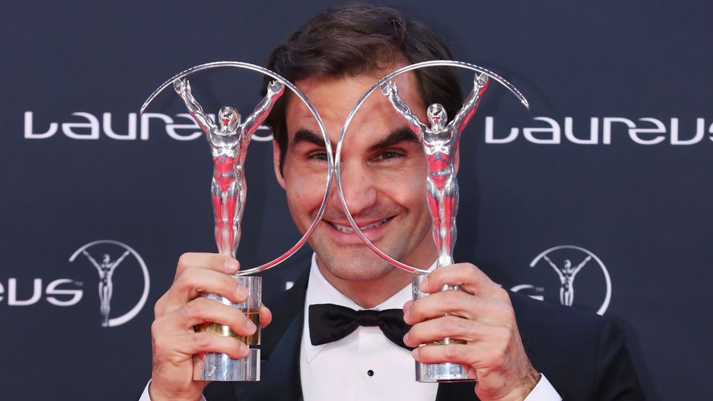 Roger Federer z nagrodami Laureusa
