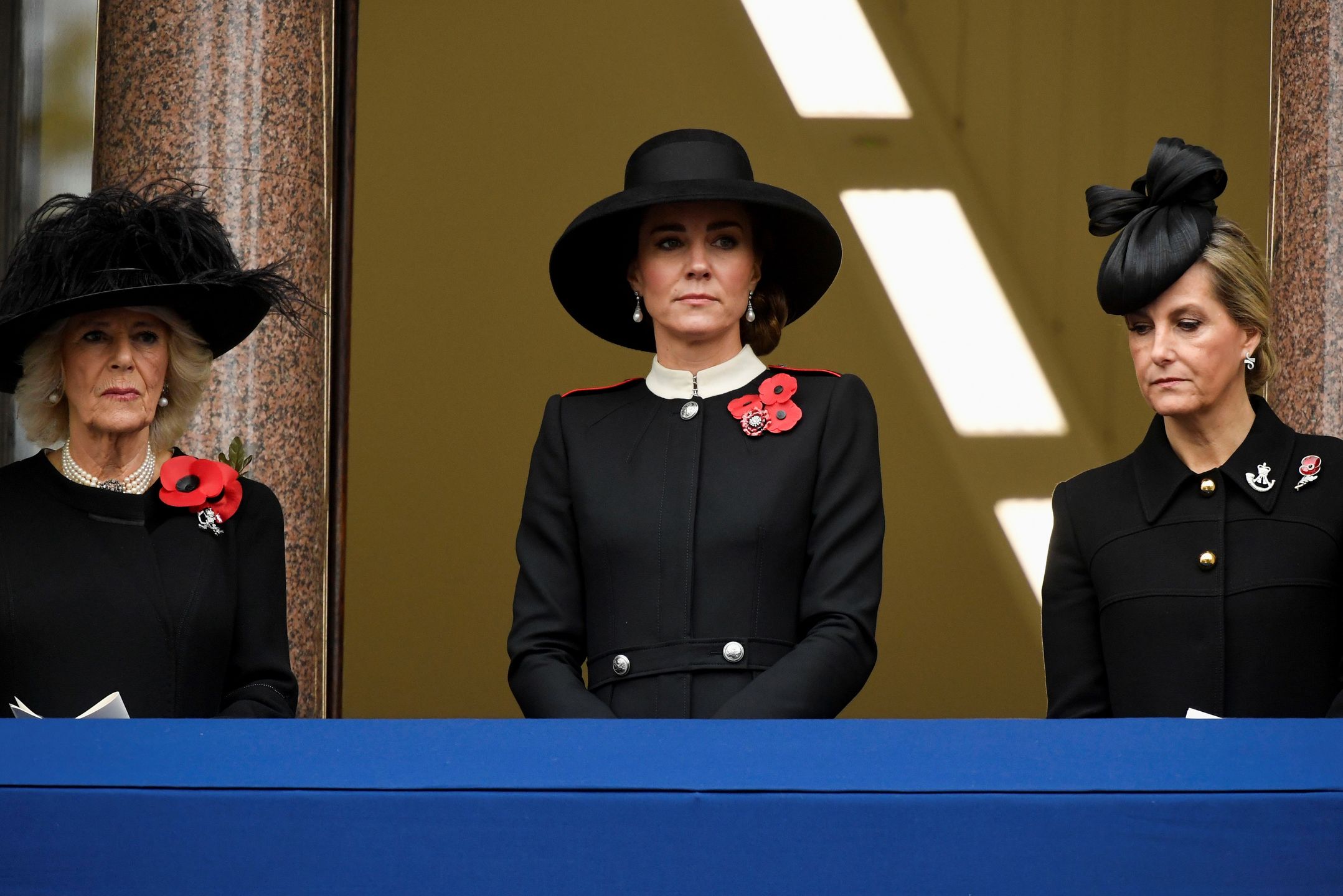 National Service Of Remembrance At The CenotaphLONDON, ENGLAND - NOVEMBER 14: (L-R) Camilla, Duchess of Cornwall, Catherine, Duchess of Cambridge and Sophie, Countess of Wessex attend the annual National Service of Remembrance at the Cenotaph in Whitehall, on November 14, 2021 in London, England. This year's event will see a return to pre-pandemic numbers of participating veterans, military and members of the public. (Photo by Toby Melville - WPA Pool/Getty Images)WPA Poolbestof, topix
