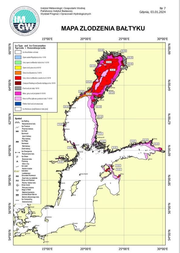 Mapa zlodzenia Bałtyku