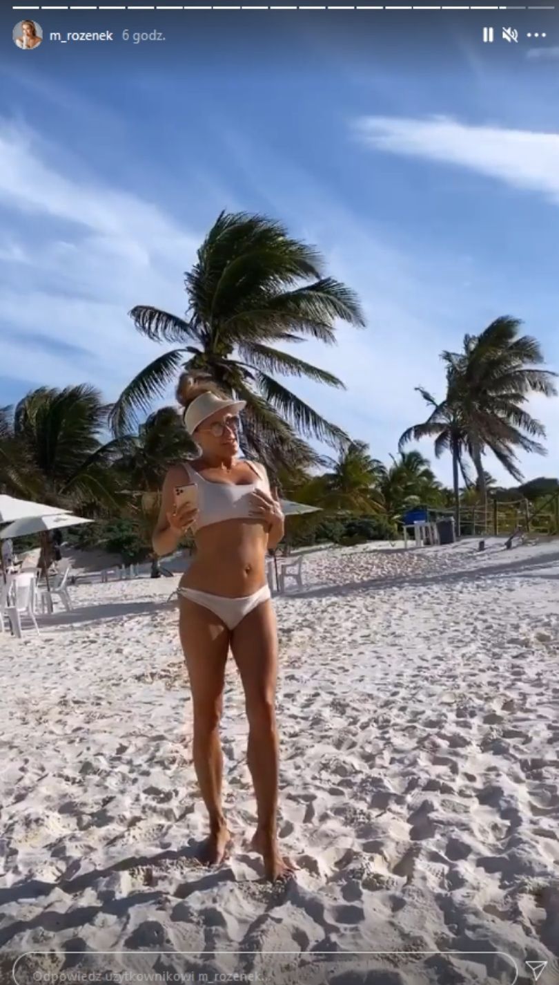 Małgorzata Rozenek prezentuje wyrzeźbioną sylwetkę na meksykańskiej plaży, pstrykając rodzinne fotki