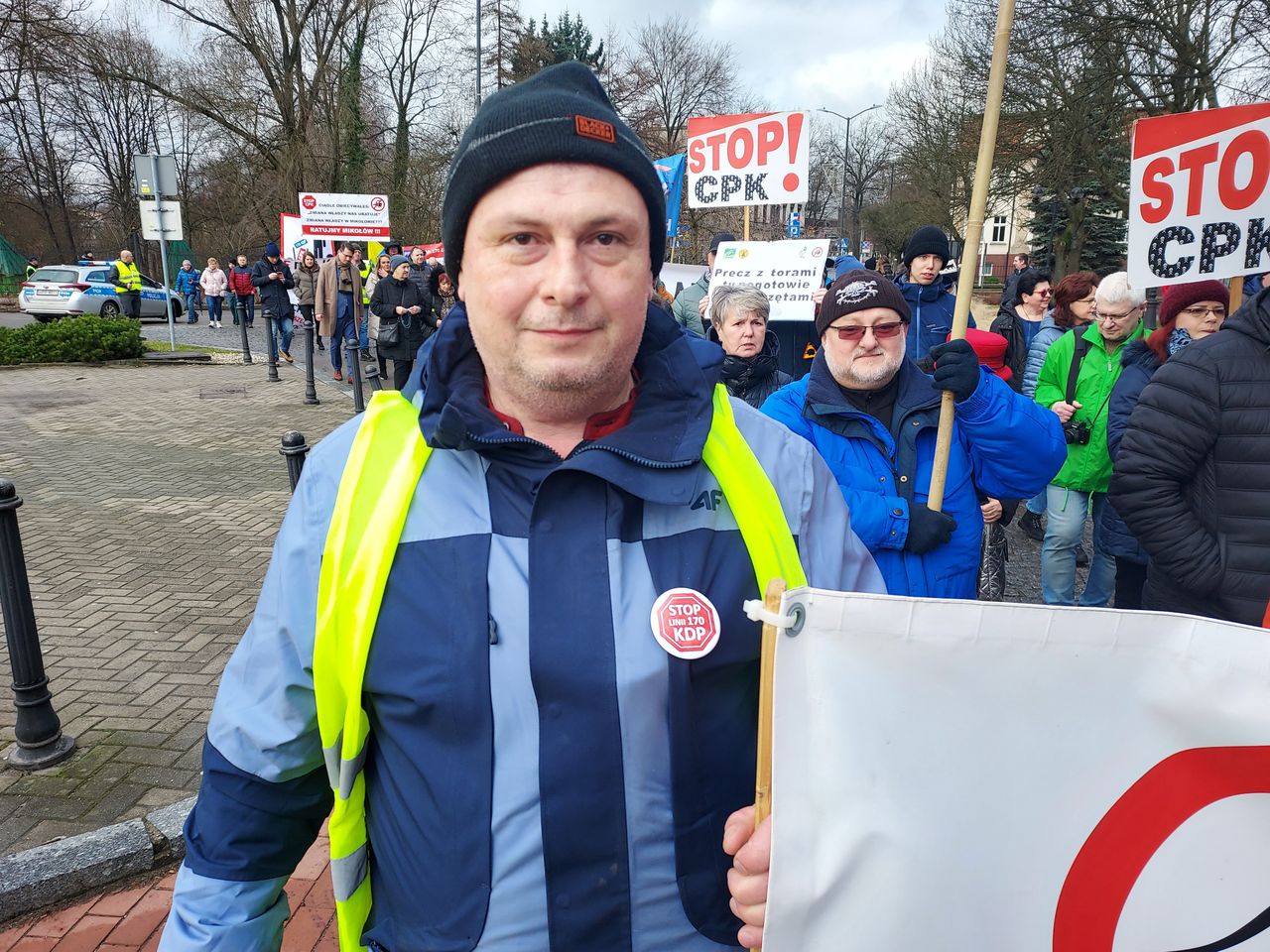 Protest w Mikołowie. Adam Muras, radny w Orzeszu