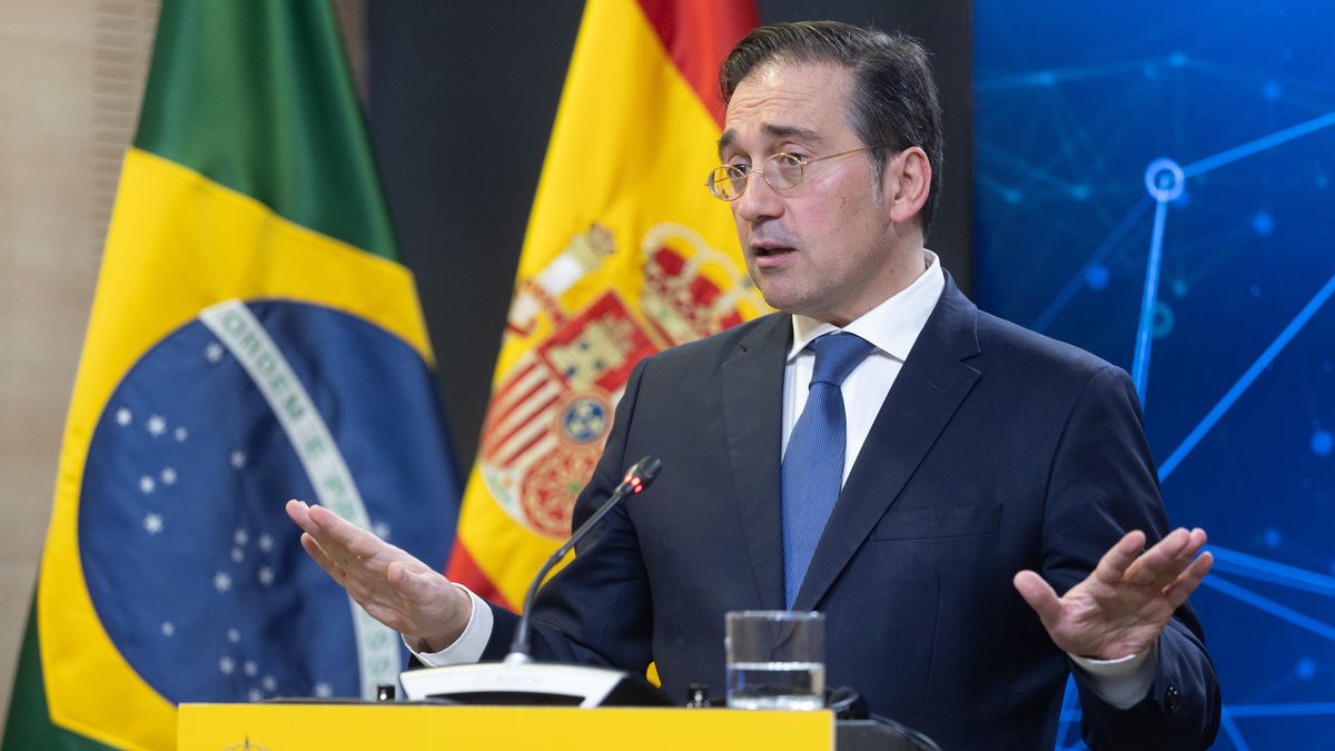 MADRID, SPAIN - FEBRUARY 17: The Minister of Foreign Affairs, European Union and Cooperation, Jose Manuel Albares, during a press conference following a meeting with the Minister of Foreign Affairs of Brazil, at the Palacio de Viana, on 17 February, 2025 in Madrid, Spain. During the appearance, Albares spoke about the European summit on Ukraine. (Photo By Eduardo Parra/Europa Press via Getty Images)