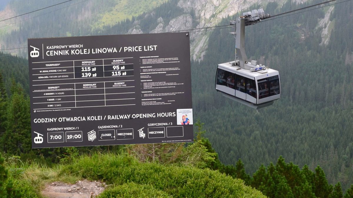 Pokazał cennik kolejki na Kasprowy Wierch