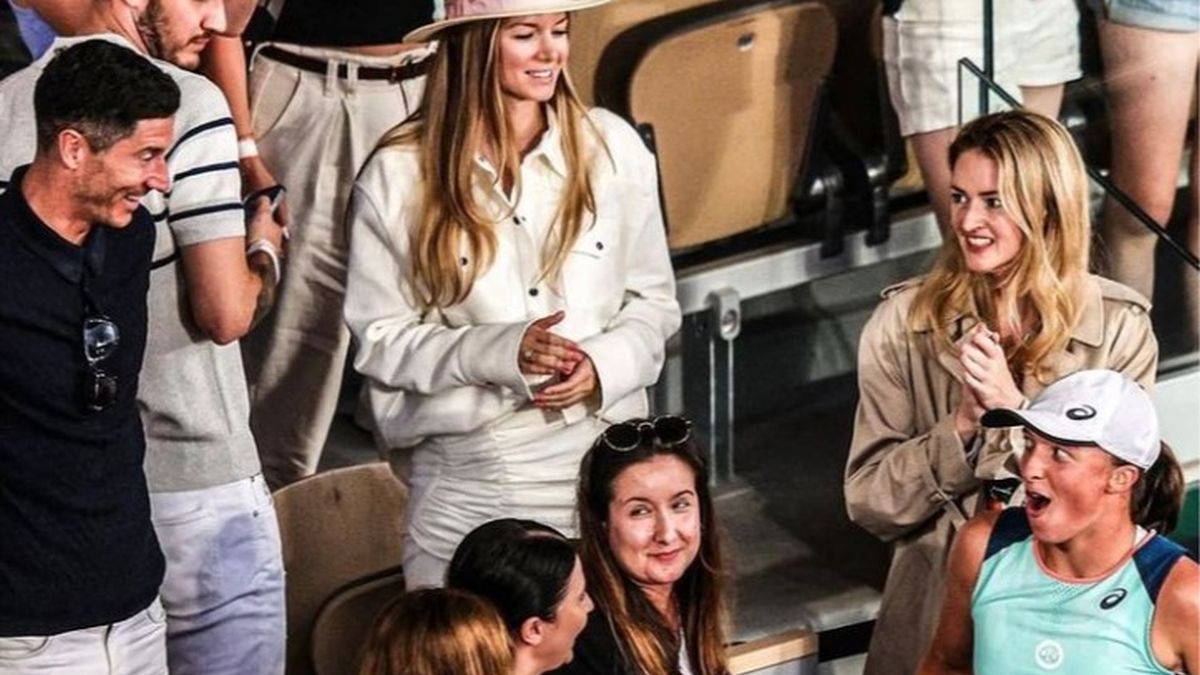 Robert Lewandowski na meczu Igi Świątek