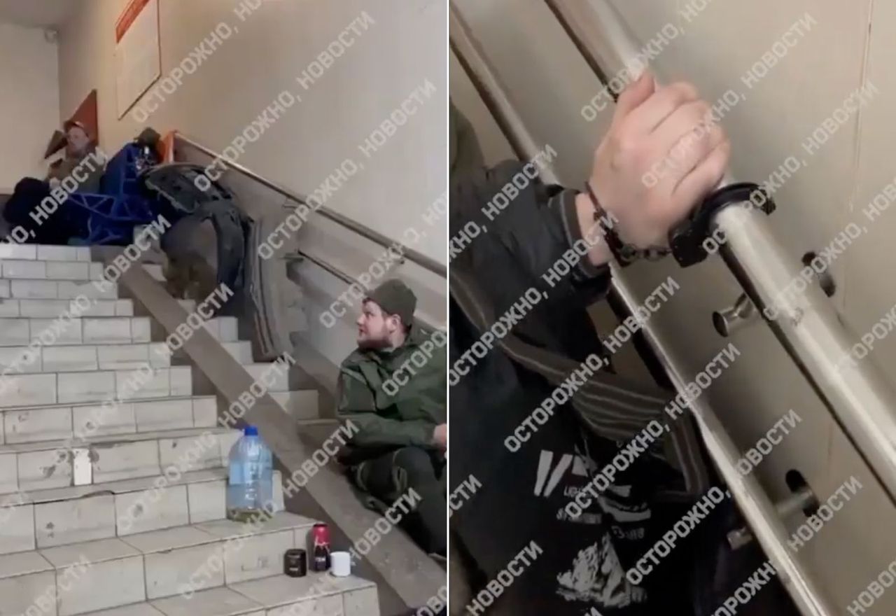 Russian soldiers filed a complaint. They were nailed to the stair railings.