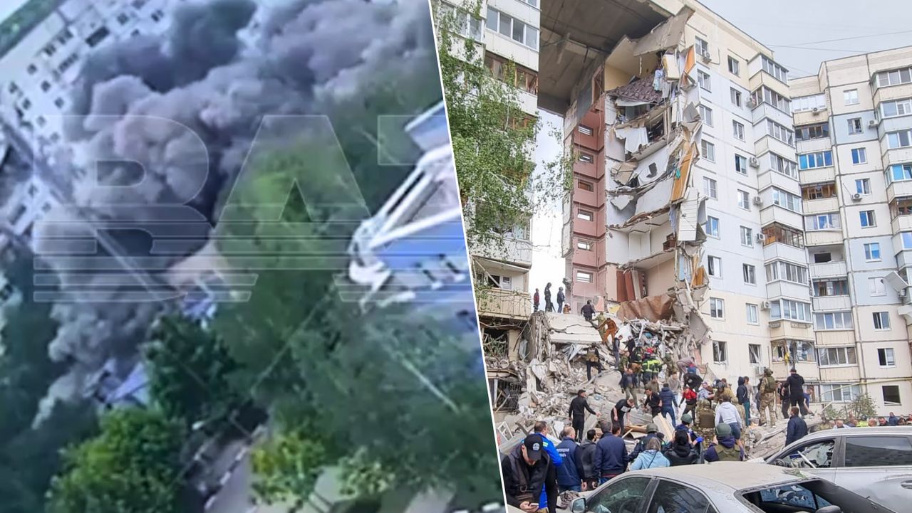 Explosion and collapse of a 10-story building in Biełgorod, Russia.