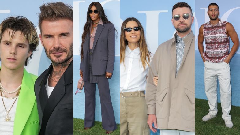 Gwiazdy na pokazie Diora: David Beckham z synem, Justin Timberlake w towarzystwie Jessiki Biel, Naomi Campbell... (ZDJĘCIA)