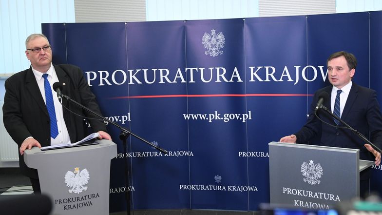 Bogdan Święczkowski i Zbigniew Ziobro podczas konferencji prasowej 29 marca 2018 r.