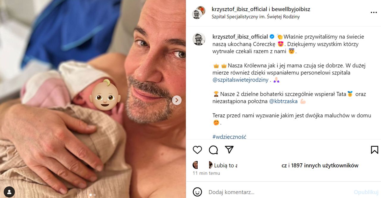 Wpis Krzysztofa Ibisza na Instagramie