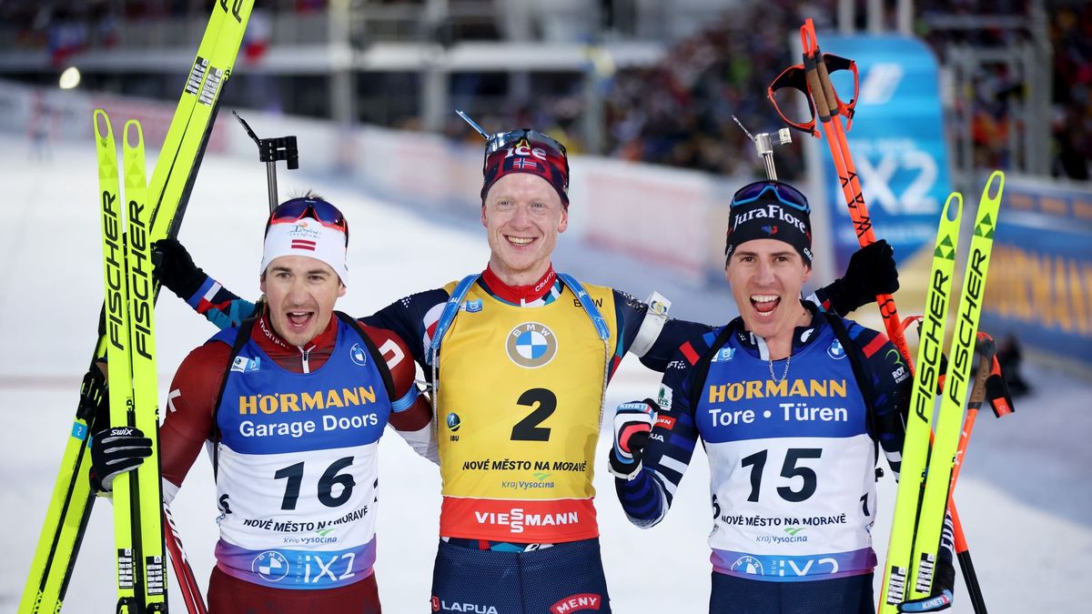 Getty Images / Alex Grimm / Na zdjęciu od lewej: Andrejs Rastorgujevs, Johannes Boe, Quentin Fillon Maillet