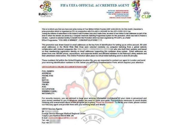 Nigeryjskie oszustwo na Euro 2012