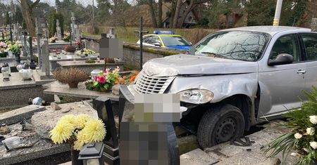 Przebił ogrodzenie i wjechał na cmentarz. Policja szybko odkryła powód