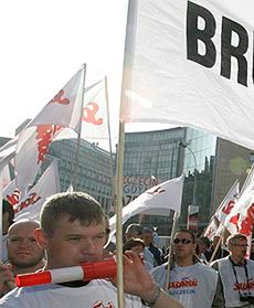 Stoczniowcy w Brukseli