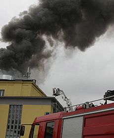 Pożar hali sportowej w Łodzi