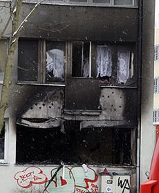Zniszczony wybuchem blok w Szczecinie