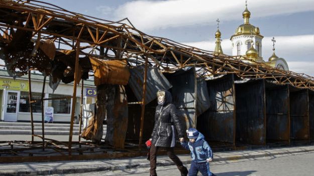 Zniszczenia w Doniecku