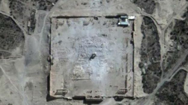 Palmyra, Syria - 30 sierpnia 2015 r., zdjęcie satelitarne po eksplozji