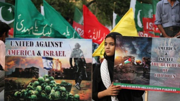 Protest Palestyńczyków przeciw Izraelowi i USA