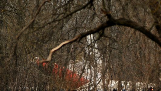 Szczątki rozbitego samolotu w Smoleńsku